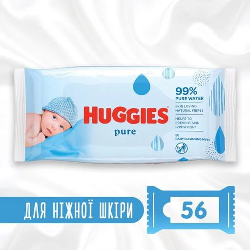 Дитячі вологі серветки Huggies Pure, 56 шт