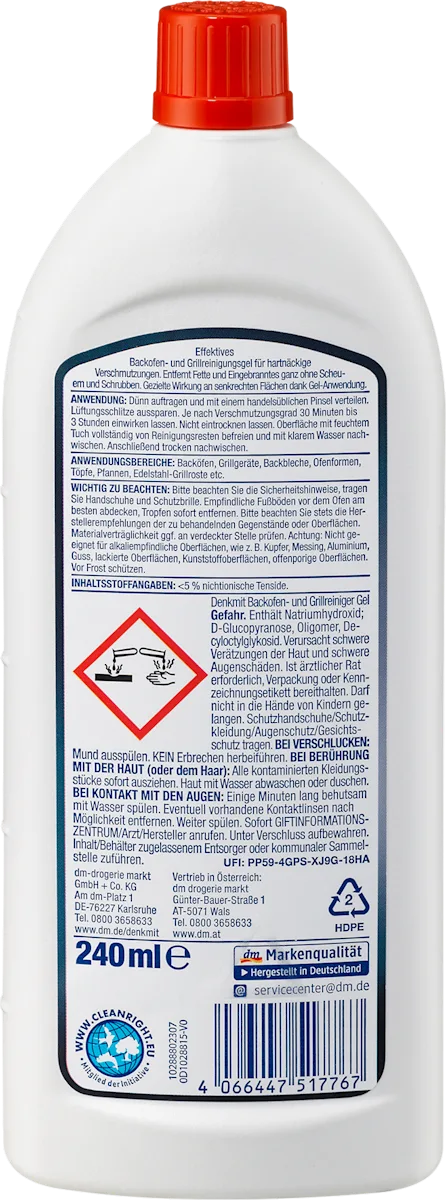 Гель для чистки духовок и грилей Denkmit Oven and Grill Cleaner Gel, 240 мл