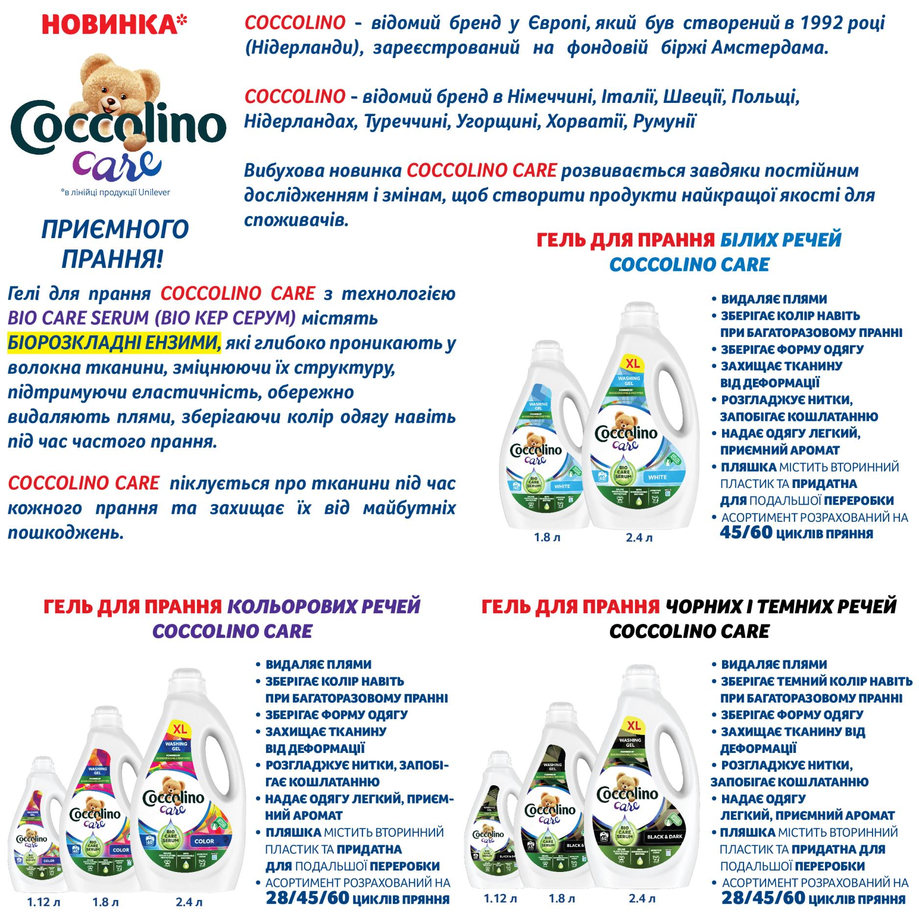 Гель для прання чорних і темних речей Coccolino Care Black & Dark 60 прань, 2.4 л