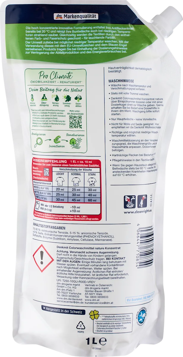 Гель для стирки Denkmit Pro Climate Nature color, 33 стирки, 1 л