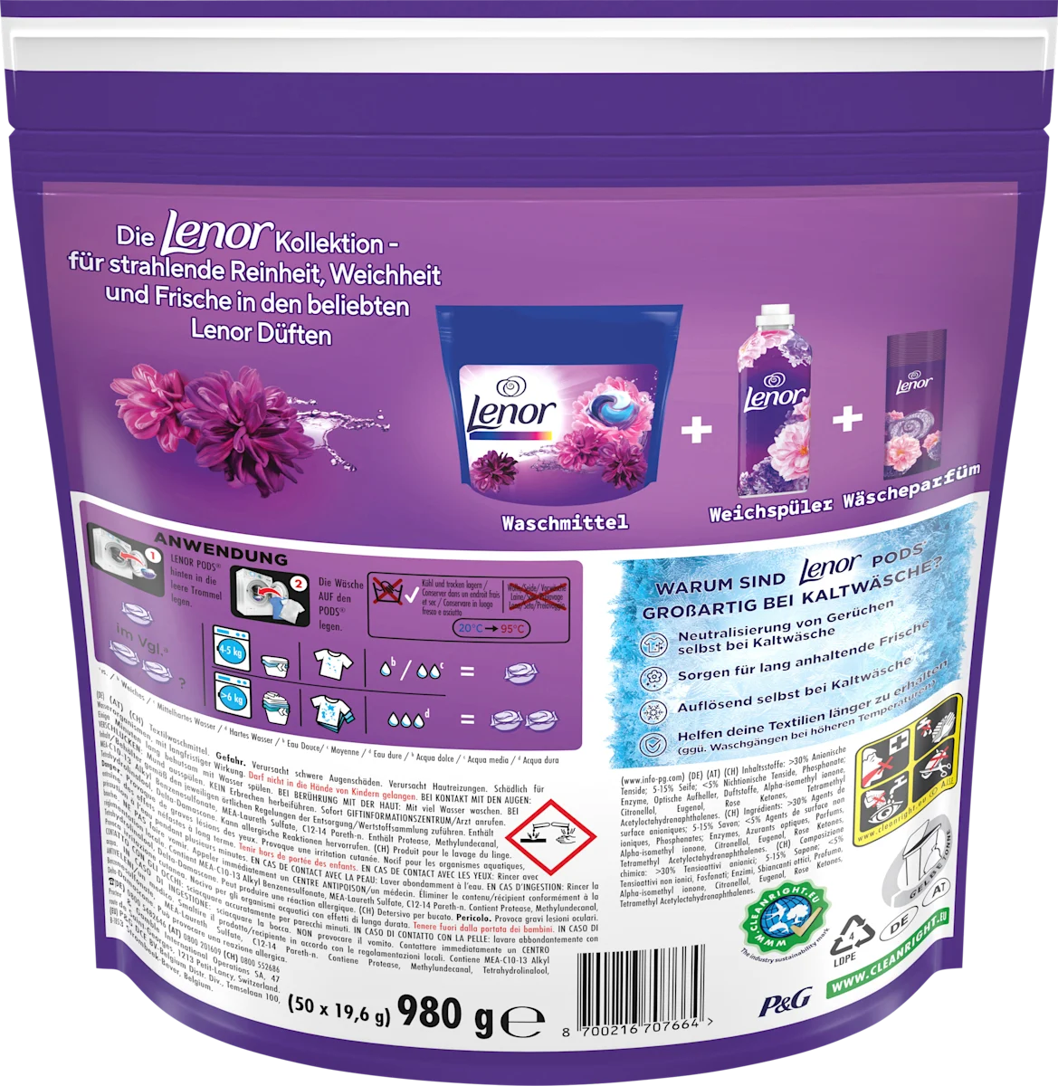 Капсули для прання кольорових речей, Lenor Pods Amethyst Blossom Dream 50 шт.