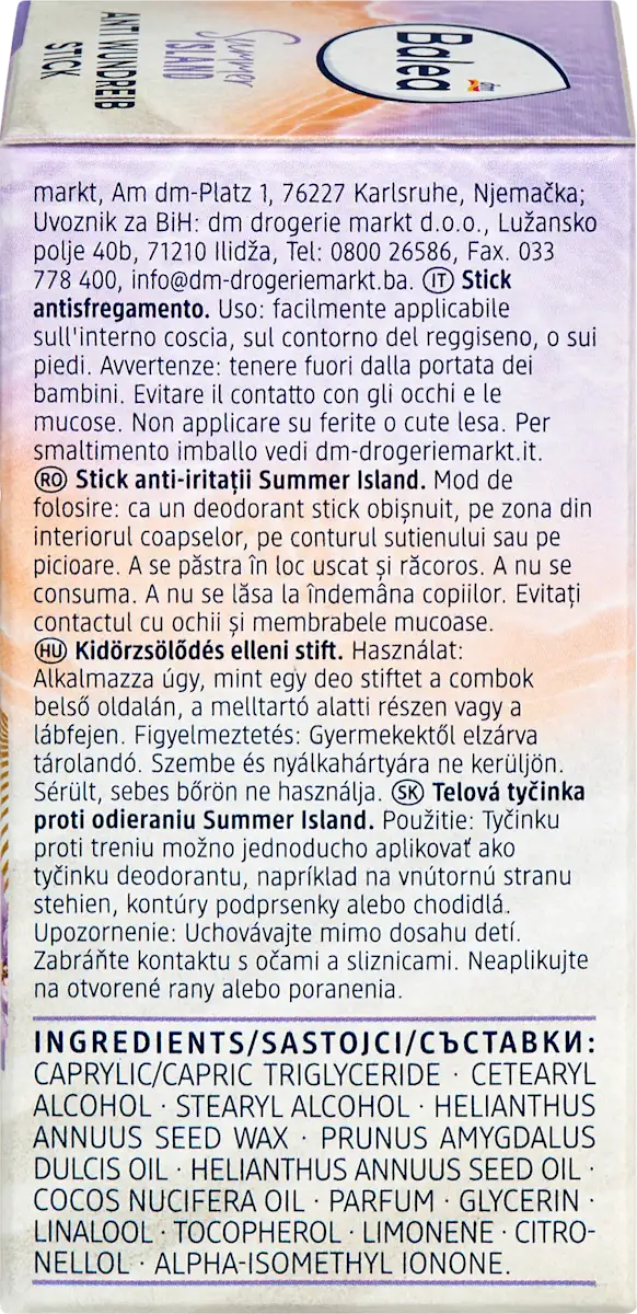 Крем-стік для тіла проти натирання Balea Summer Island Anti Wundreib Stick, 25 г