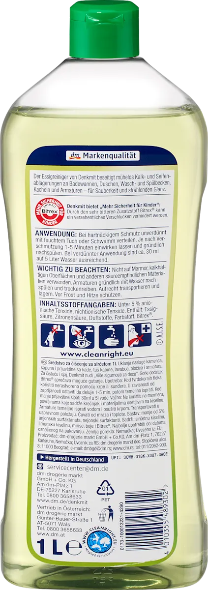 Очищувач з оцтом і ароматом яблука Denkmit Apple vinegar cleaner, 1 л.