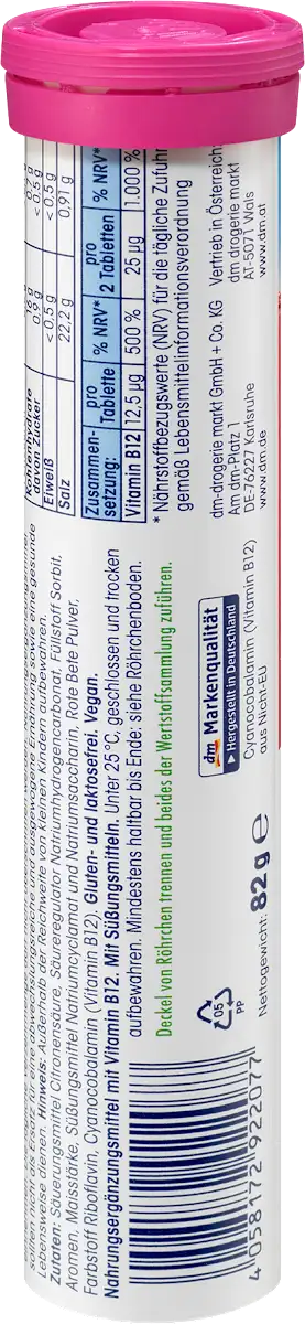 Шипучі таблетки-вітаміни Mivolis Vitamin B12, 20 шт.