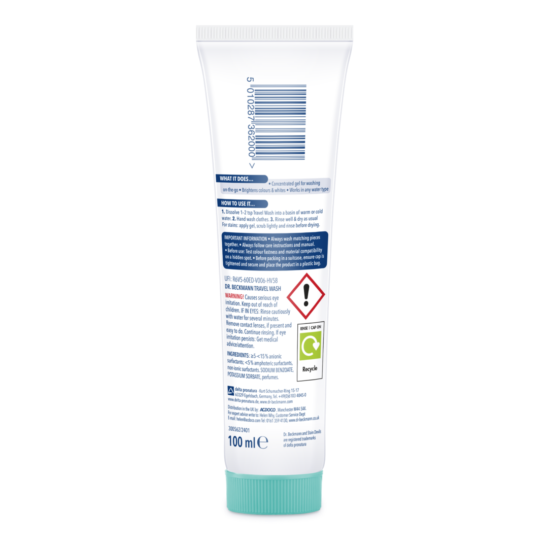 Засіб для прання одягу в дорозі Dr. Beckmann Travel Wash, 100 мл
