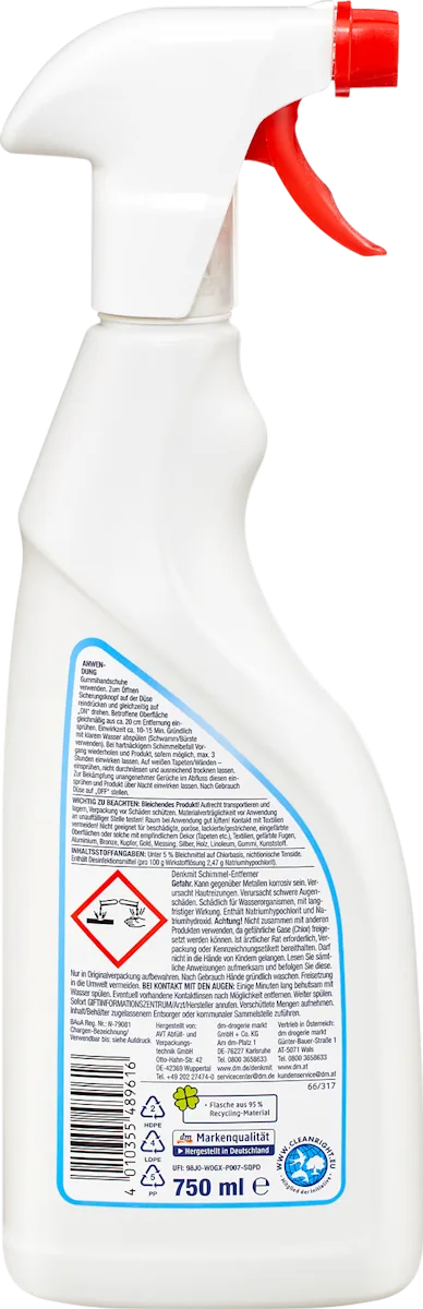 Засіб від грибка і цвілі з хлором Denkmit Mold remover with active chlorine, 750 мл.