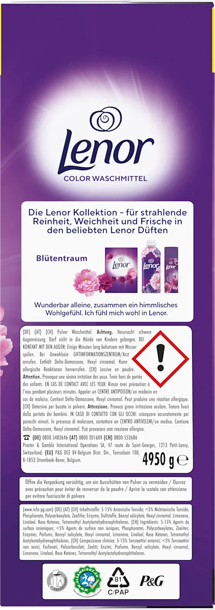 Пральний порошок для кольорових речей, Lenor Amethyst Blossom Dream 90 прань, 4,95 кг.