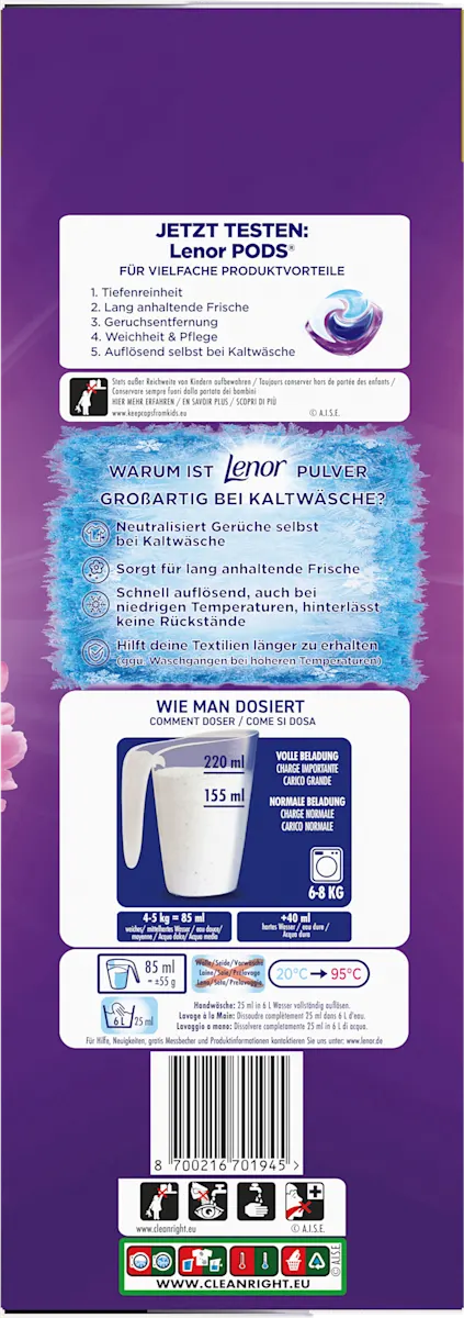 Пральний порошок для кольорових речей, Lenor Amethyst Blossom Dream 90 прань, 4,95 кг.