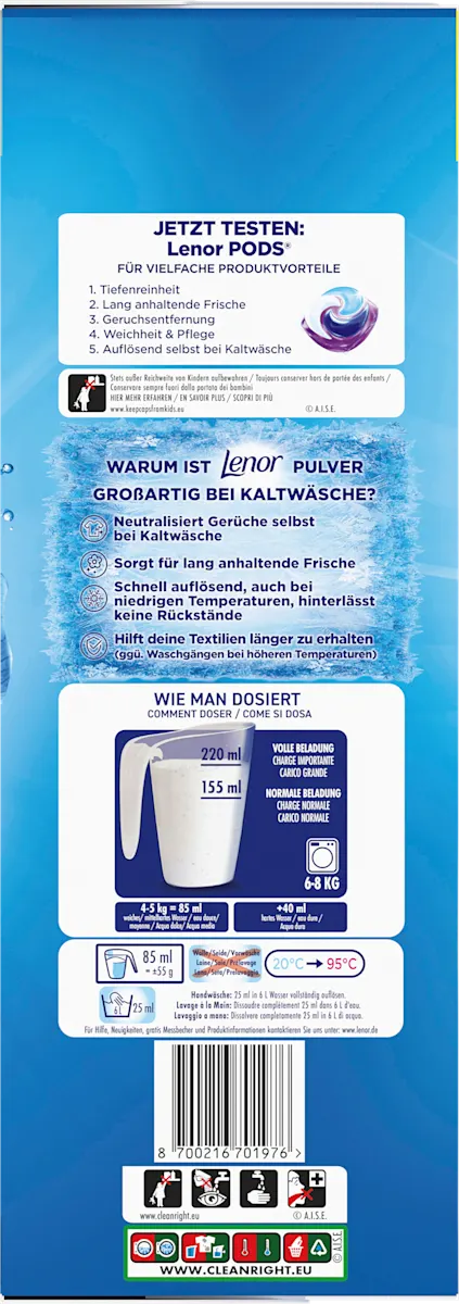 Пральний порошок, Lenor Квітнева свіжість 90 прань, 4,95 кг.