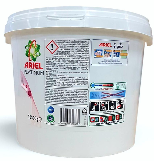 Пральний порошок Ariel Platinum, відро, 10.5кг