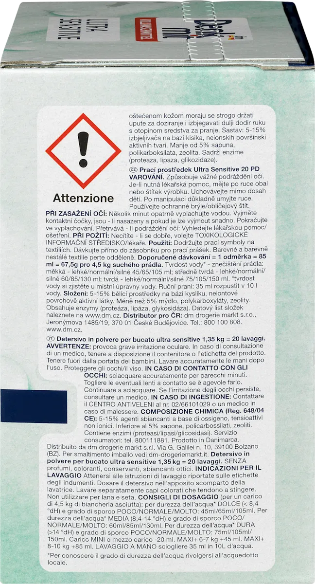Надпотужний пральний порошок для білого Denkmit Ultra Sensitive (20 прань), 1,35 кг