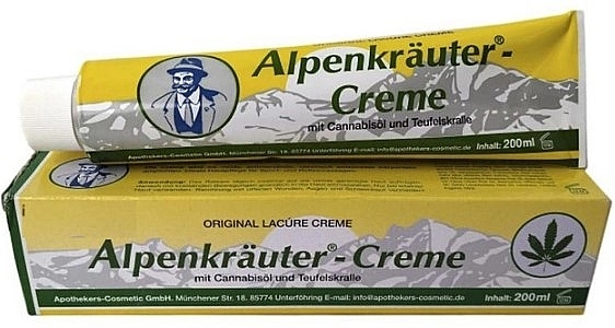 Травяной крем для суставов с экстрактом конопли Alpenkräuter-Creme, 200 мл