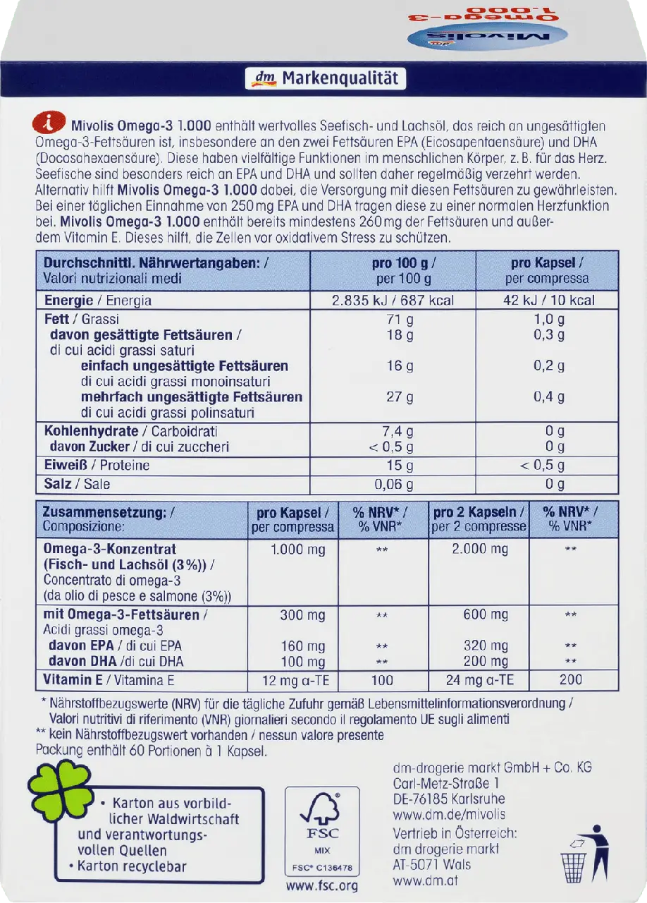 Вітамінний комплекс Mivolis Omega-3 1000 мг, 60 шт.
