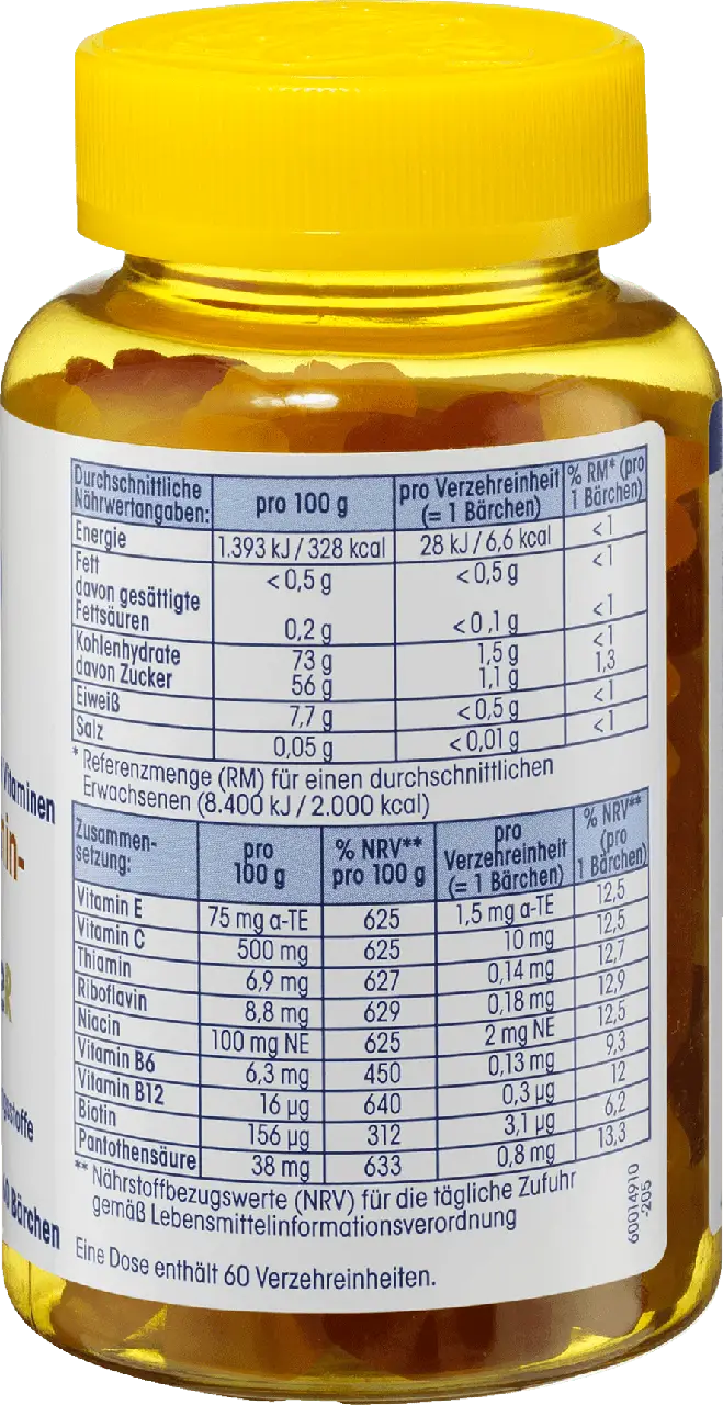 Жувальні мультивітаміни для дітей Mivolis Multivitamin-Bärchen für Kinder, 60 шт.