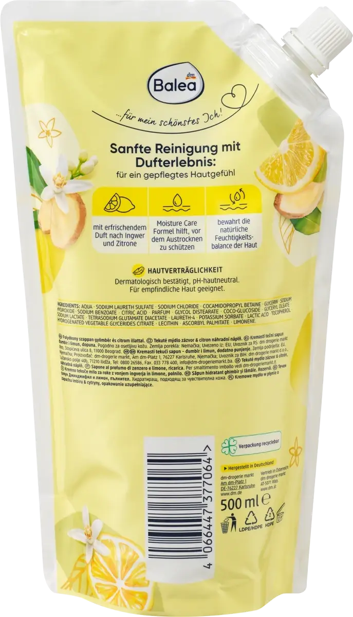 Рідке мило Balea Ginger & Lemon запаска, 500 мл
