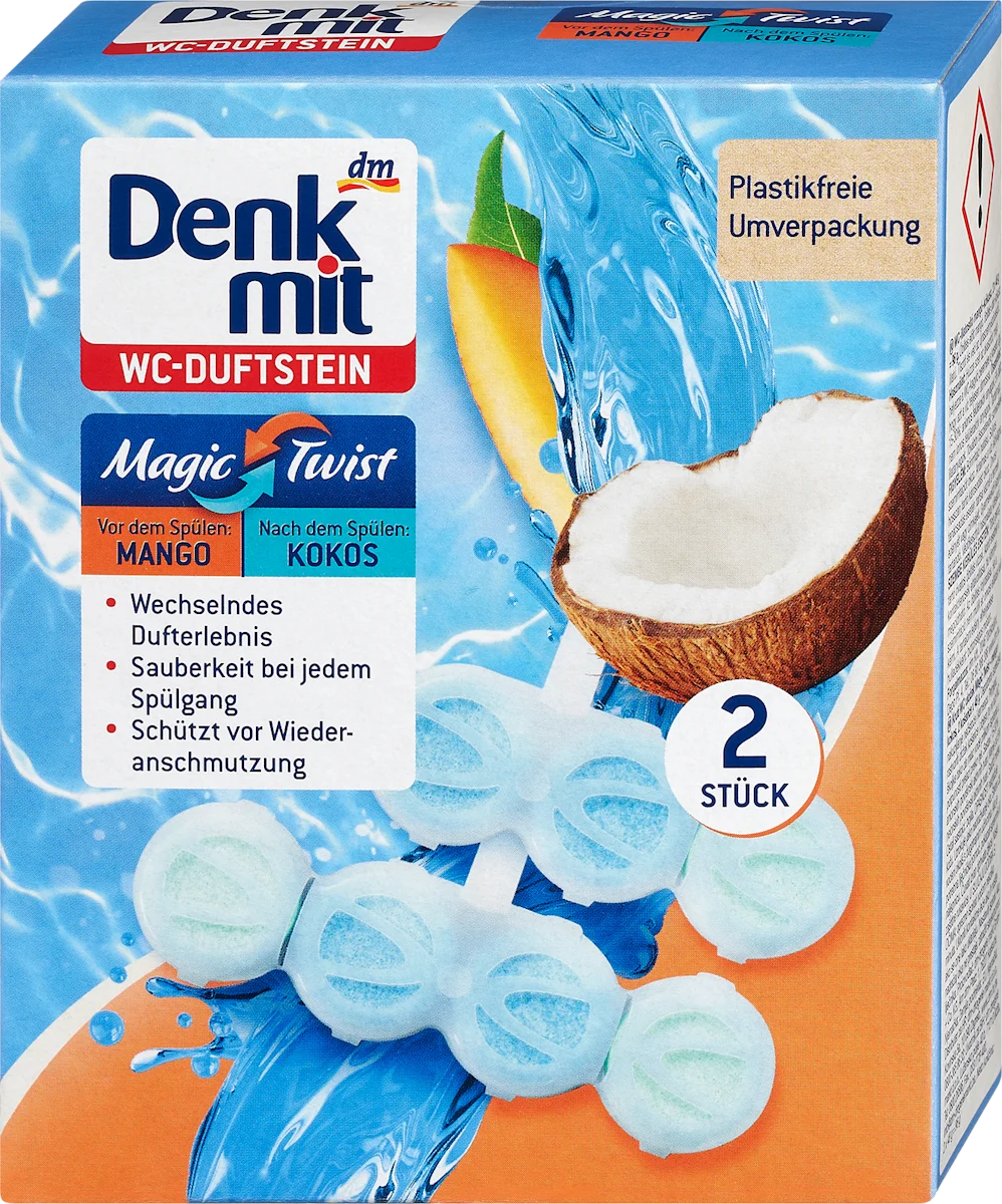 Блок для унітазу Denkmit Magic Twist Mango & Kokos, 2 шт. (Німеччина)