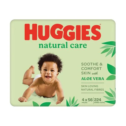 Дитячі вологі серветки Huggies Natural Care з екстрактом алое, 56 шт
