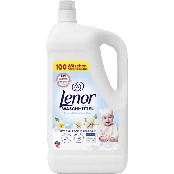 Гель для прання, Lenor для чутливої шкіри cotton blossom & tiare flower 100 прань, 5 л