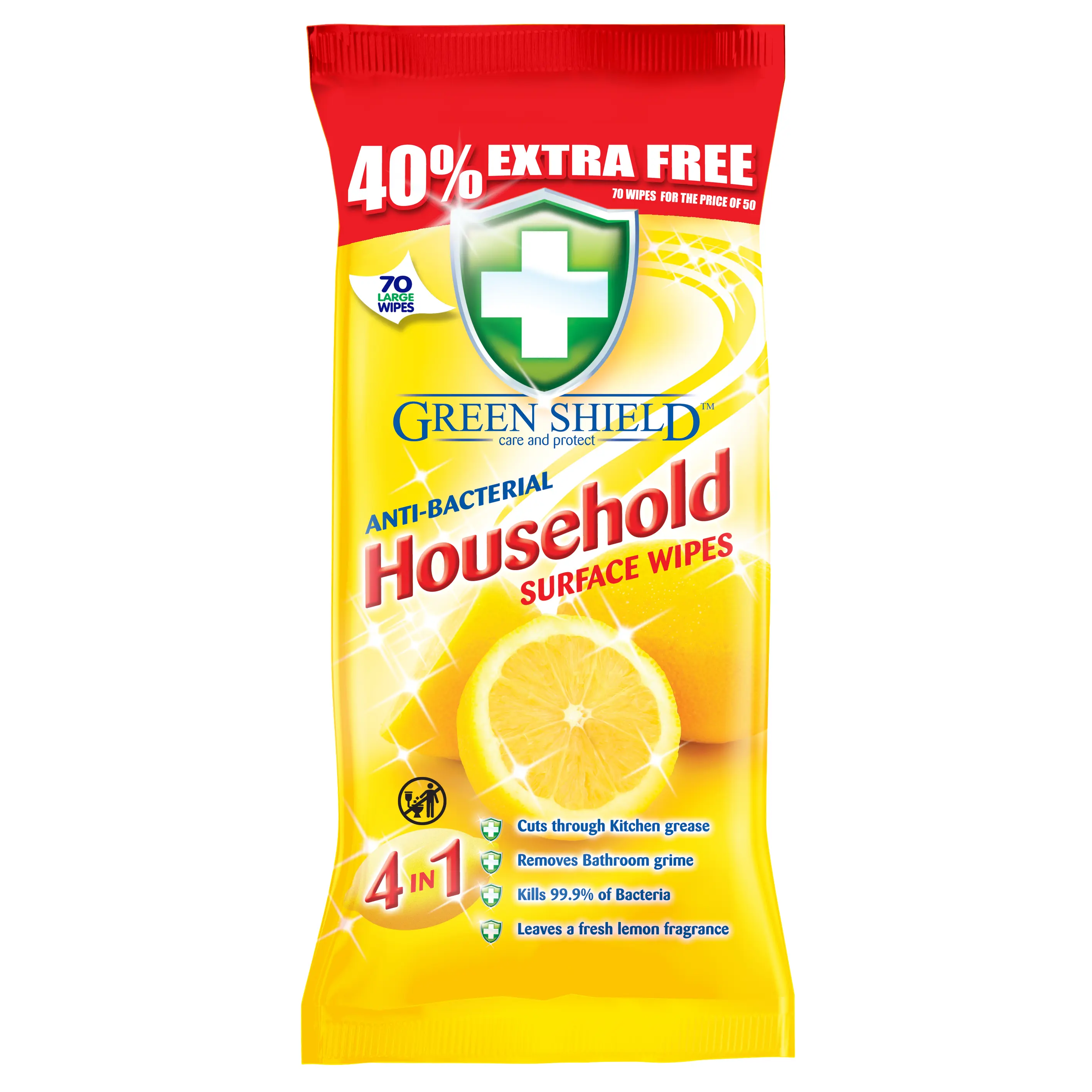 Влажные универсальные салфетки Green Shield, 70 шт