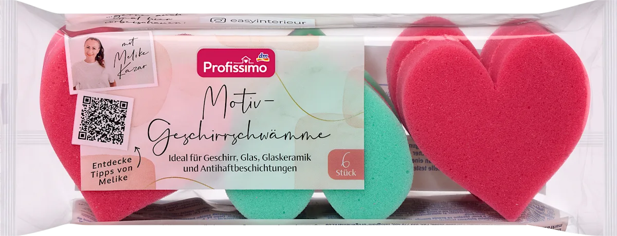 Губки для миття посуду у формі серця Profissimo Profissimo Motiv-Geschirrschwamme, 6 шт
