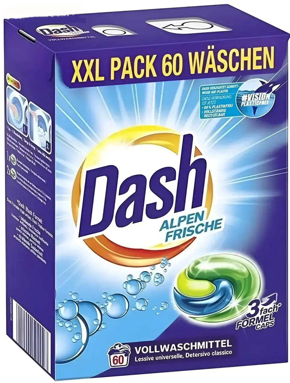 Капсулы для стирки, Dash Alpen Frische, 60шт