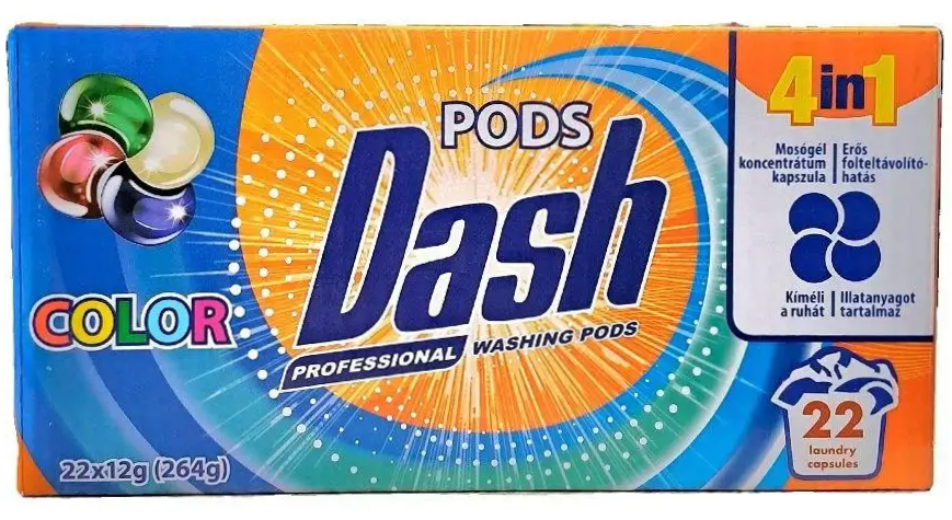 Капсулы для стирки цветного белья, Dash Color 4в1, 22шт
