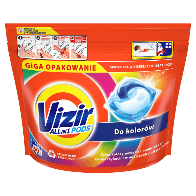 Капсулы для стирки, Vizir All in 1 Pods, 60шт.