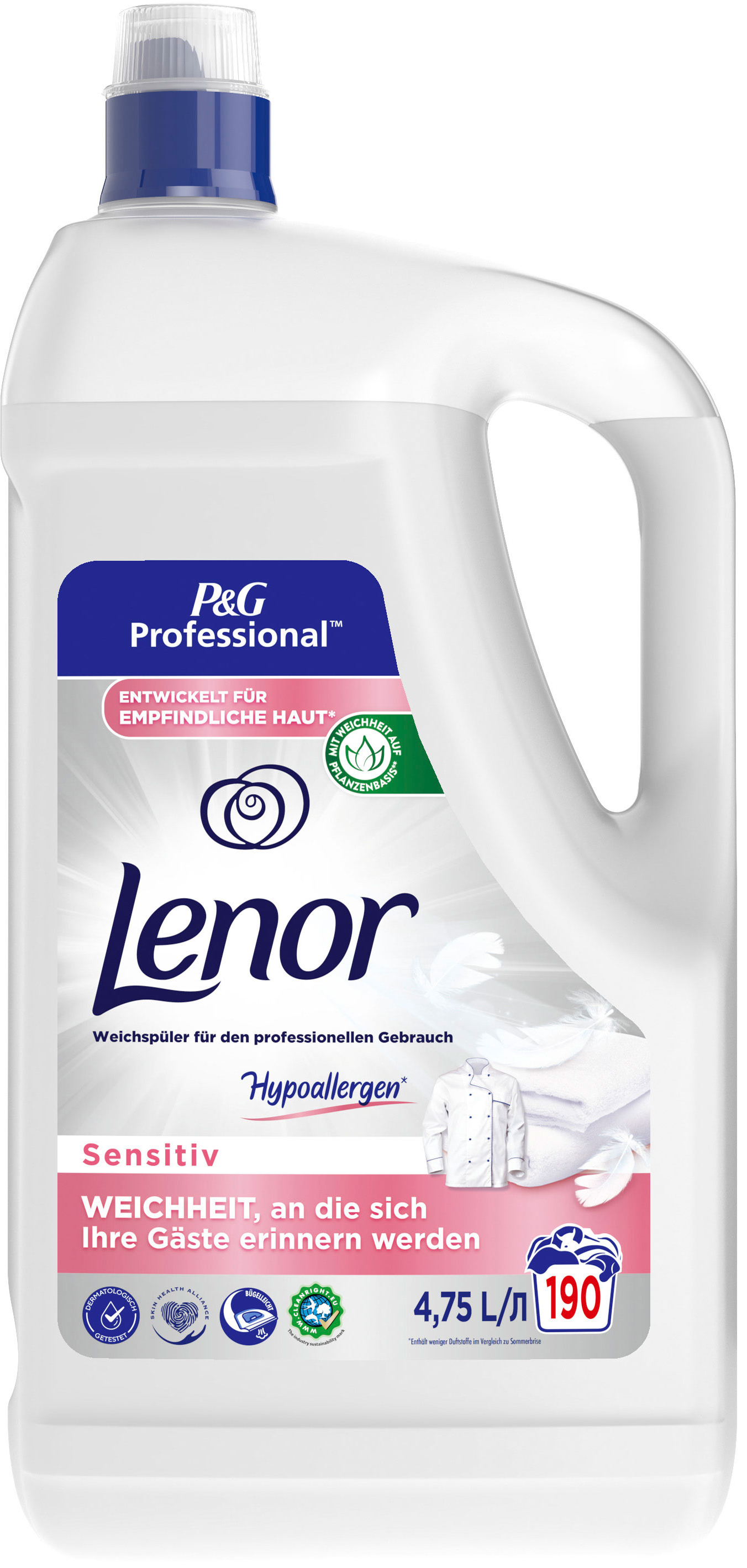 Кондиціонер-ополіскувач для білизни Lenor Professional Weichspüler Sensitive 190 прань, 4,75 л