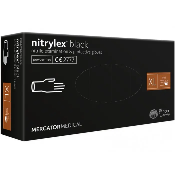 Нитриловые перчатки Mercator Medical Nitrylex BLACK, размер XL, 50 пар