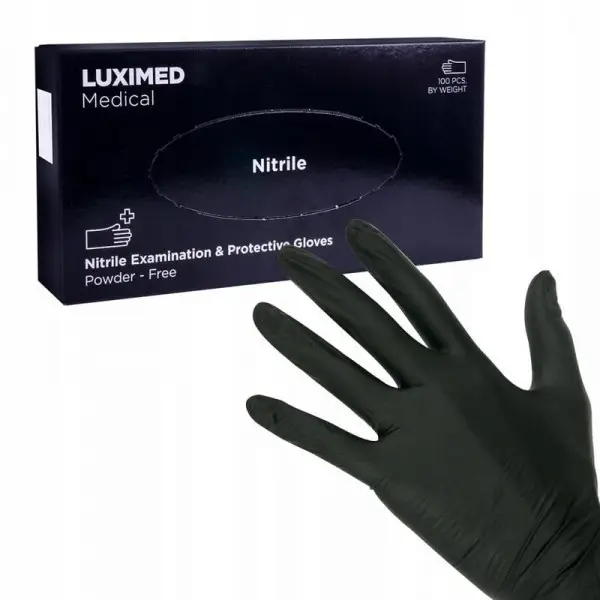 Перчатки Luximed черные, размер М, 100 шт