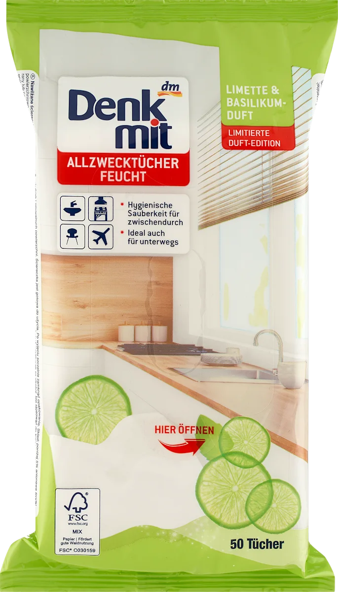 Серветки для прибирання Denkmit Limette & Basilikum 50 шт