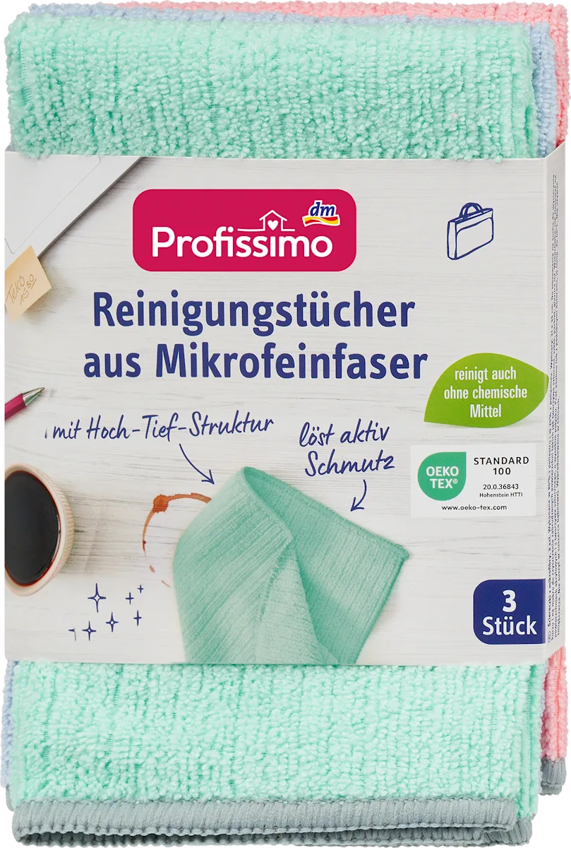 Серветки для прибирання з мікрофібри Profissimo Reinigungstucher aus Mikrofeinfaser, 3 шт