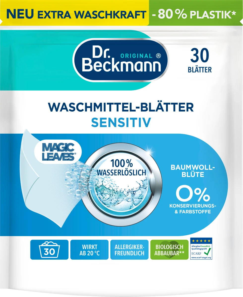 Серветки для прання Dr. Beckmann Magic Leaves для делікатних тканин, 30 шт.