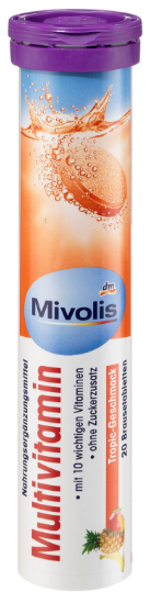 Шипучі таблетки-вітаміни Mivolis Multivitamin, 20 шт.