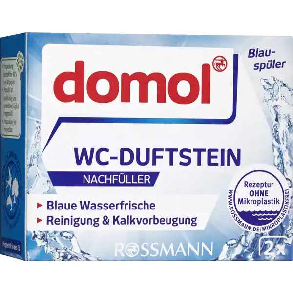 Змінний блок у кошик для унітазу Domol синього кольору, 80 г