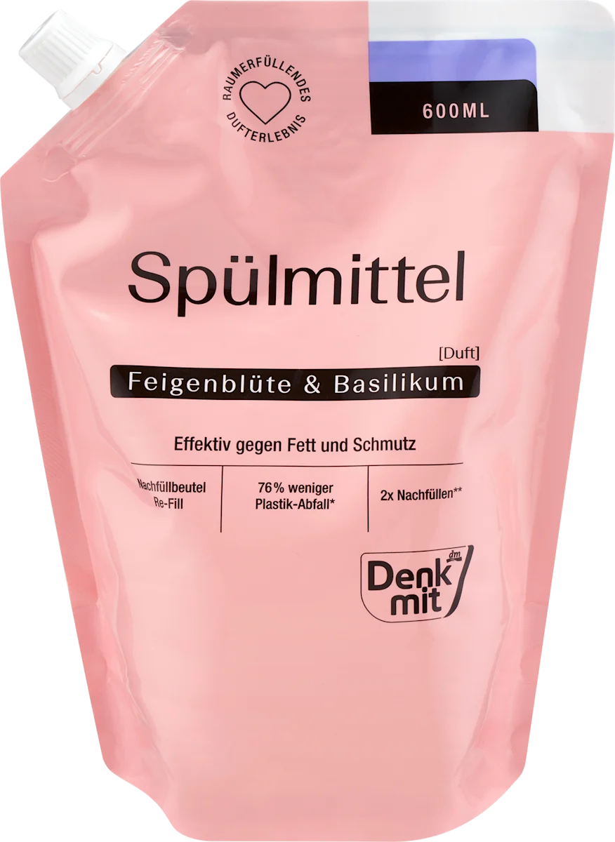 Засіб для миття посуду Denkmit Spulmittel Feigenblute & Basilikum, запаска, 600 мл