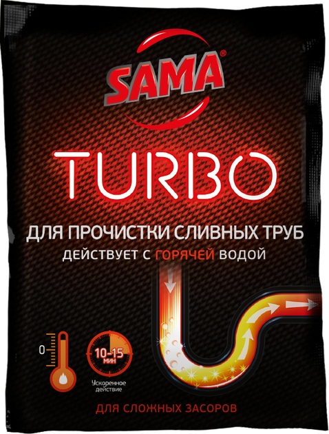 Засіб для прочищення труб SAMA Turbo для гарячої води, гранули 50 г