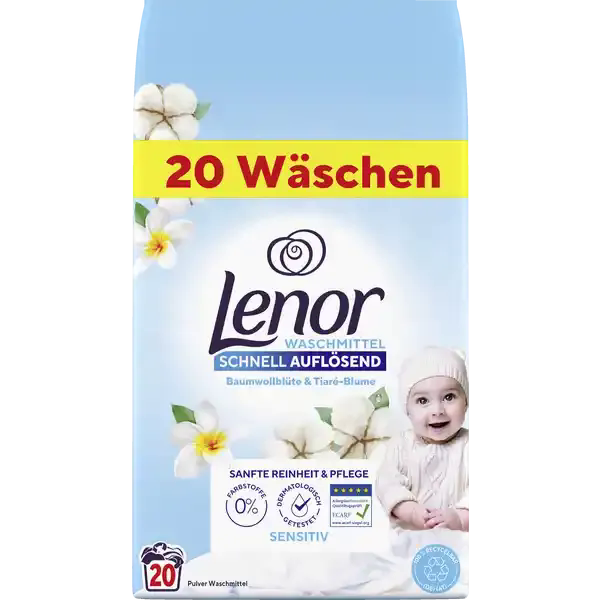 Стиральный порошок, Lenor Для чувствительной кожи 20 стирок, 1,2 кг.