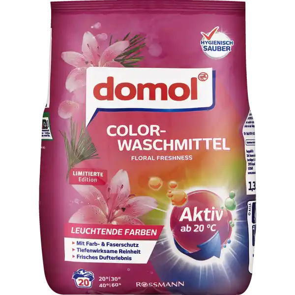 Пральний порошок для кольорових речей, Domol Color-Waschmittel Квіткова свіжість 20 прань, 1.35 кг