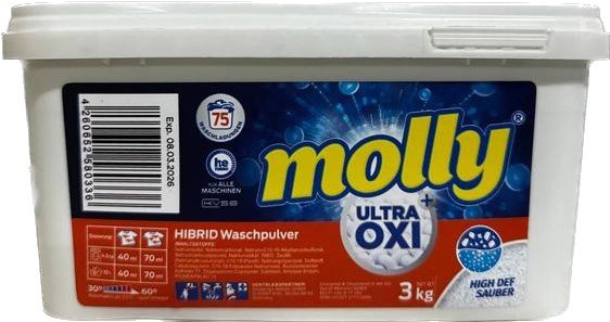 Пральний порошок Molly Ultra Oxi+ 75 прань, 3кг