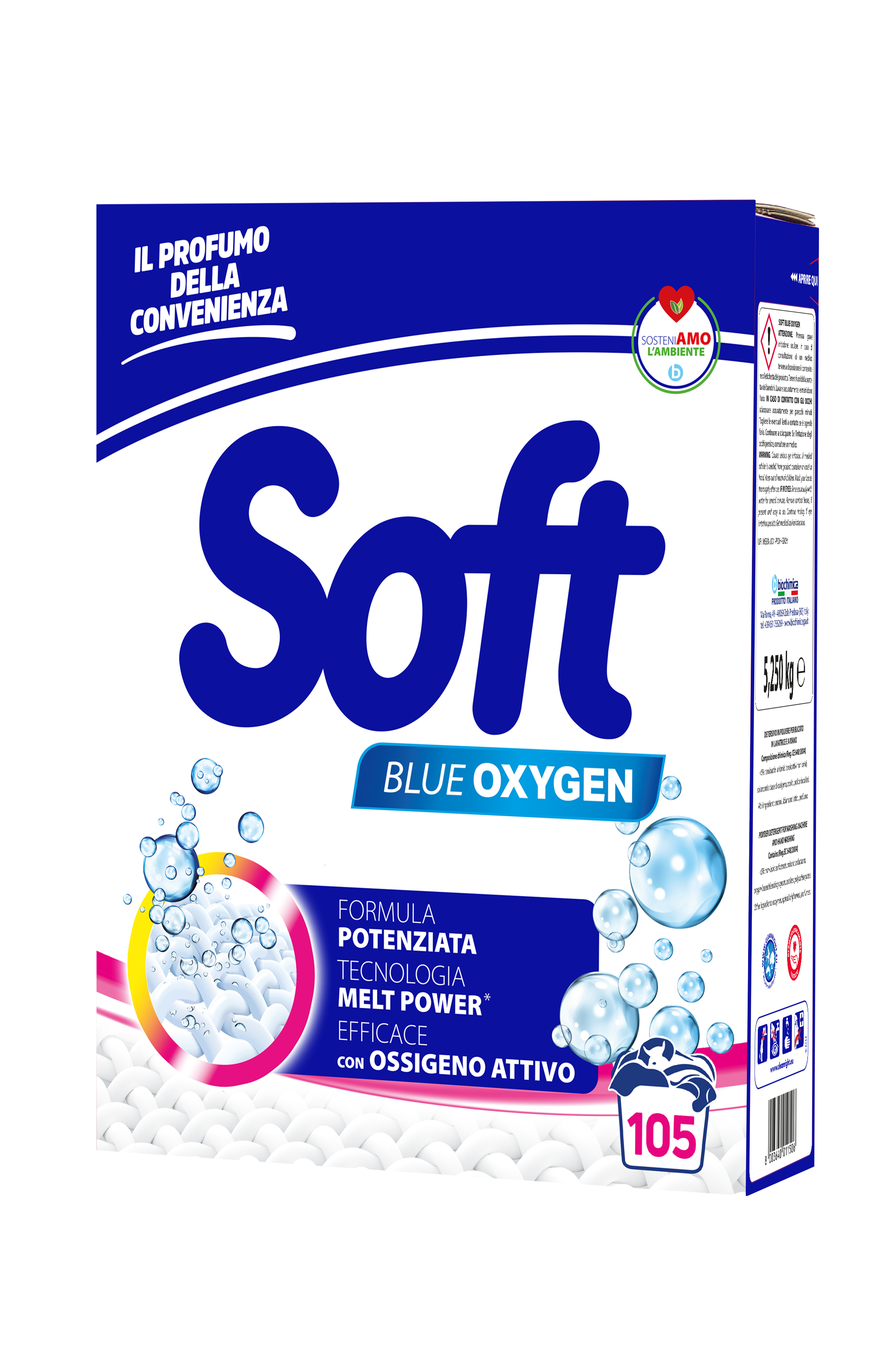 Пральний порошок з киснем Soft Blue Oxygen 105 прань, 5.25кг
