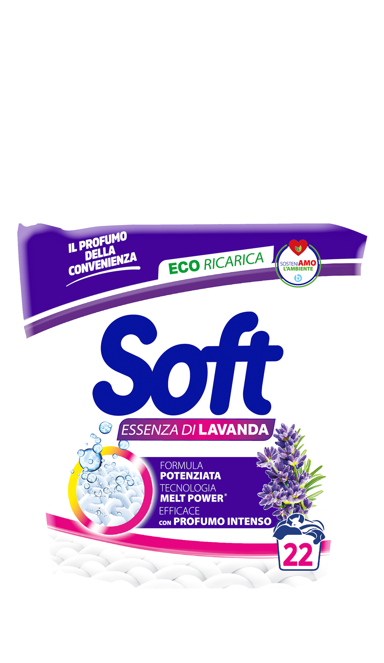 Пральний порошок Soft з ароматом лаванди 22 прання, 1.1кг