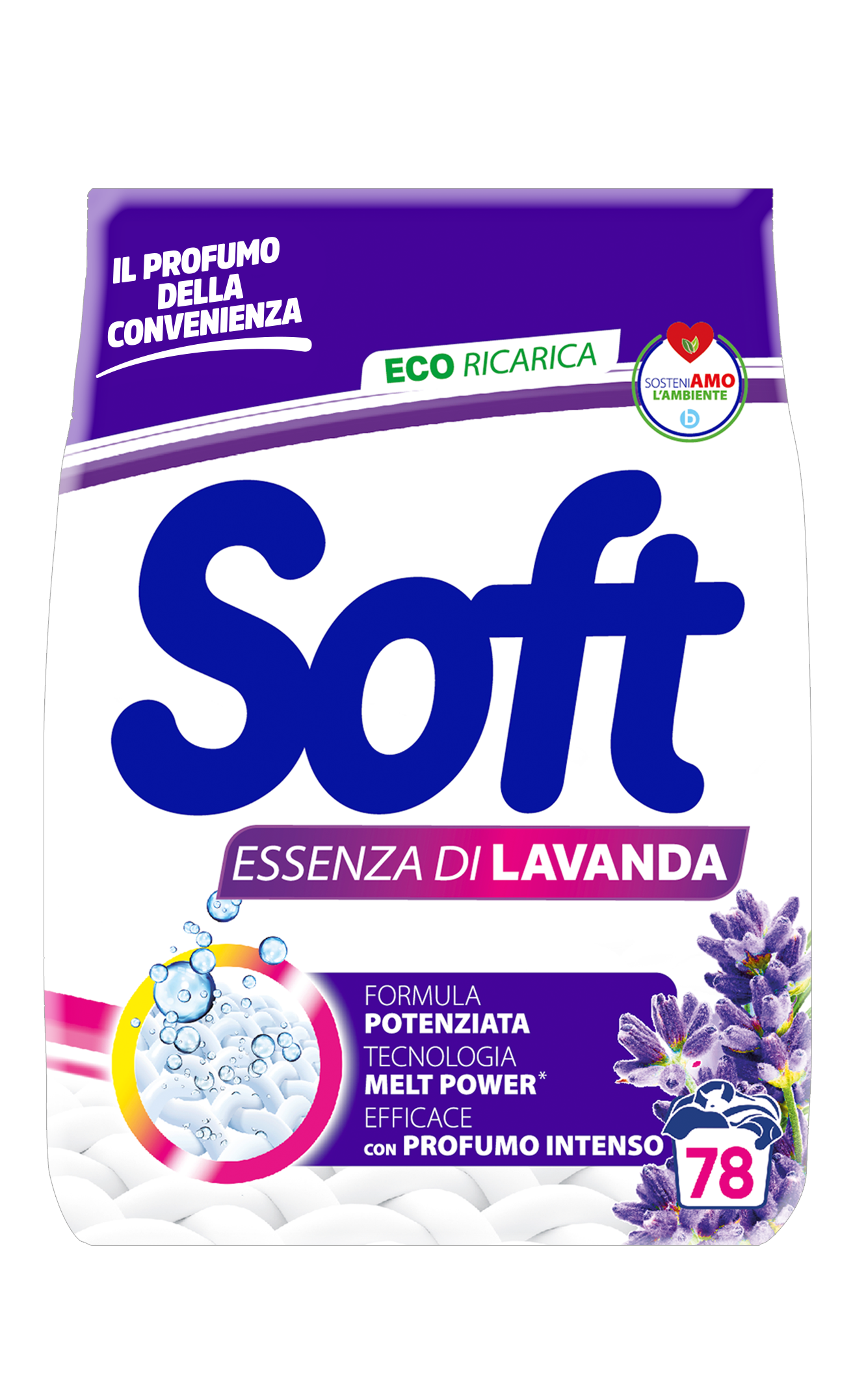 Пральний порошок Soft з ароматом лаванди 78 прань, 3.9кг