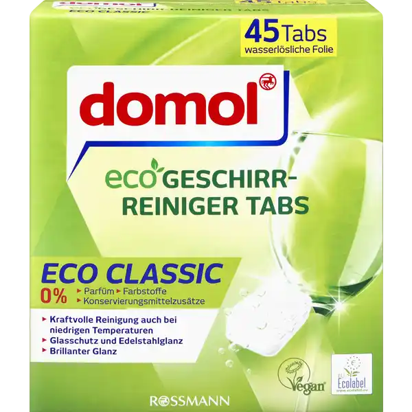 Таблетки для посудомоечной машины, Domol Eco Classic 45 шт.