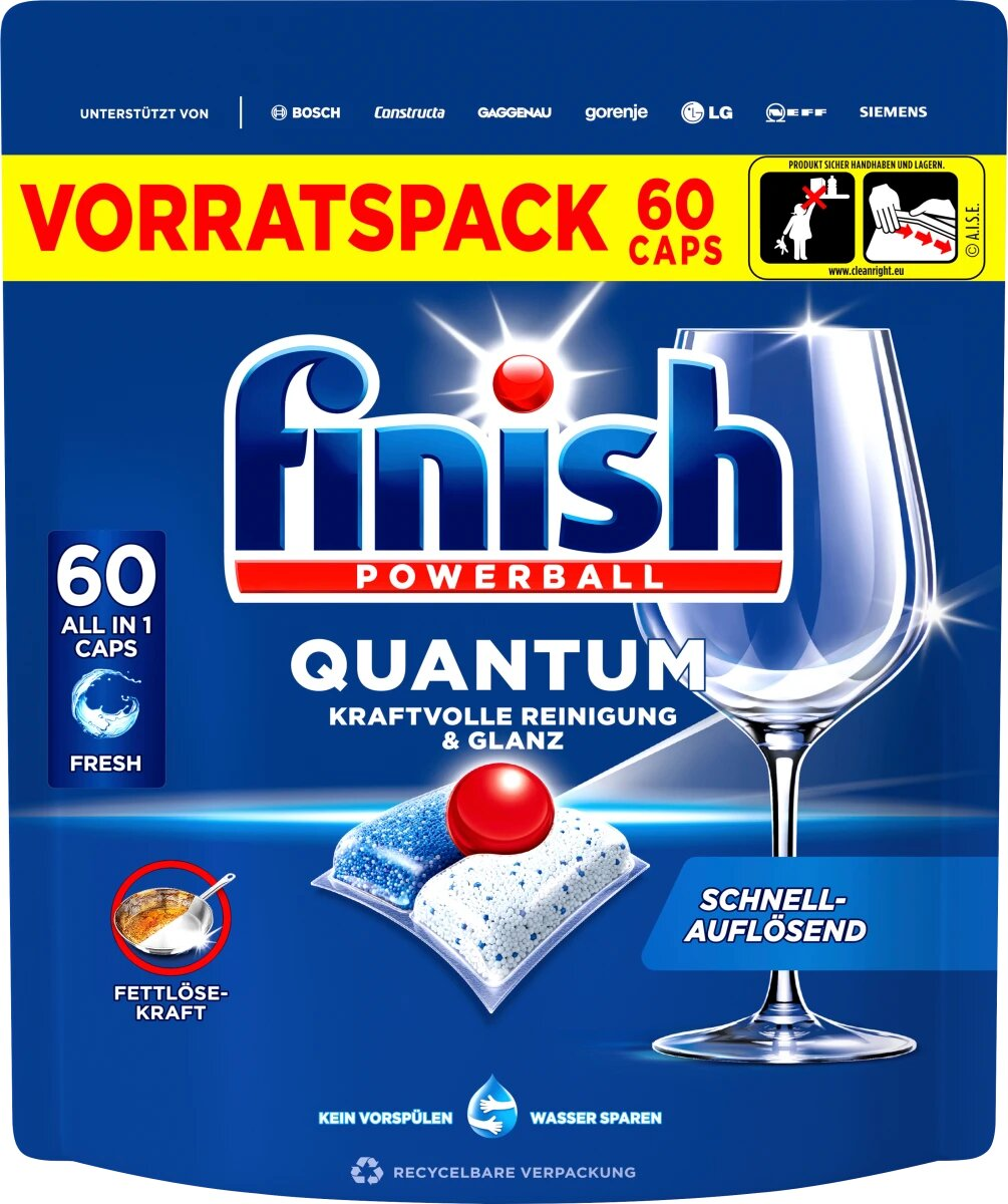 Таблетки для посудомийних машин Finish Quantum All in 1, 60 шт