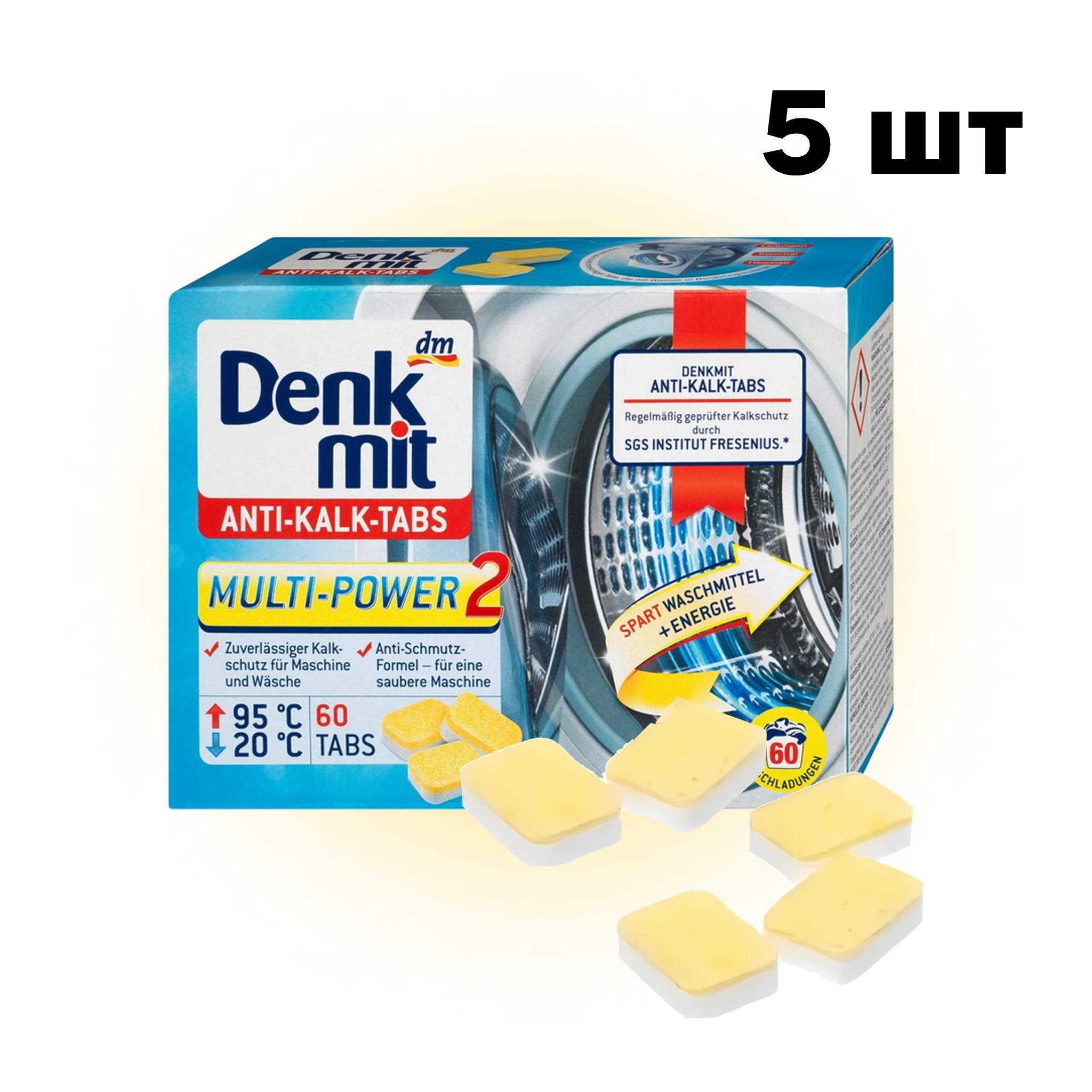 Таблетки от известкового налета для стиральной машины Denkmit Anti-Kalk 5 шт