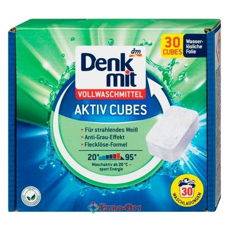 Таблетки для стирки белых вещей Denkmit, VollWaschmittel Aktiv Cubes, 30 шт.