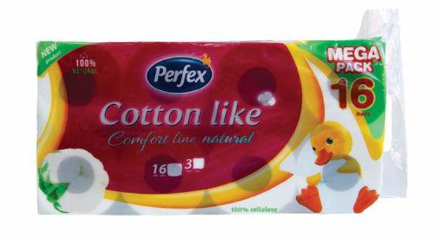 Туалетний папір Perfex Cotton Like, 3-шаровий, 16 рулонів