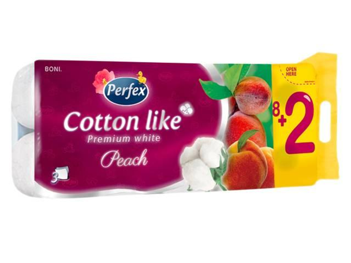 Туалетний папір Perfex Cotton Like Персик, 3-шаровий, 10 рулонів