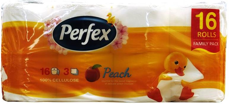 Туалетний папір Perfex Персик, 3-шаровий, 16 рулонів